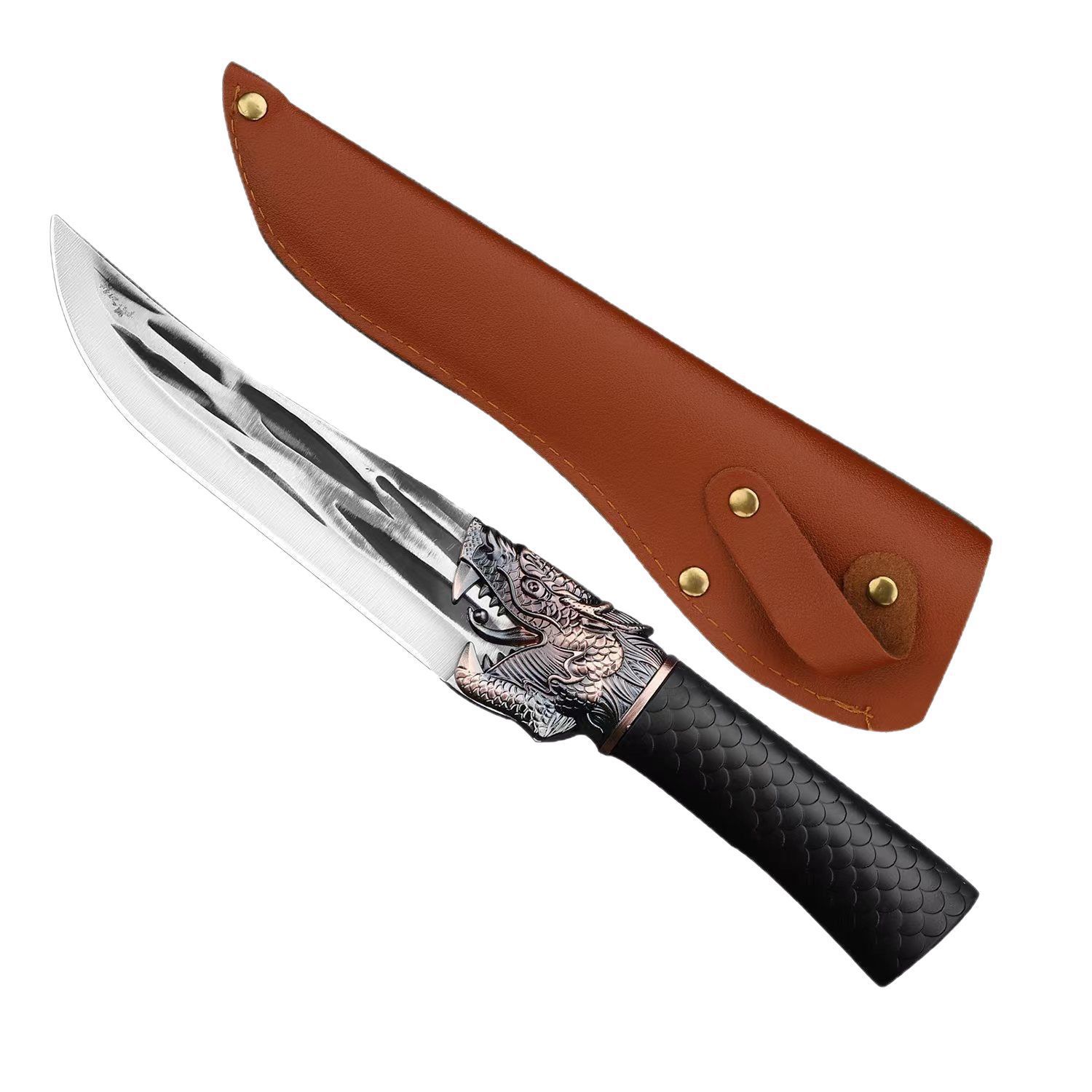 Household forged dragon head dragon scale anti-slip bone slicer, stainless steel Mongolian meat cutting, meat separation and bone removal knife, sharp slicing knife Item Picture