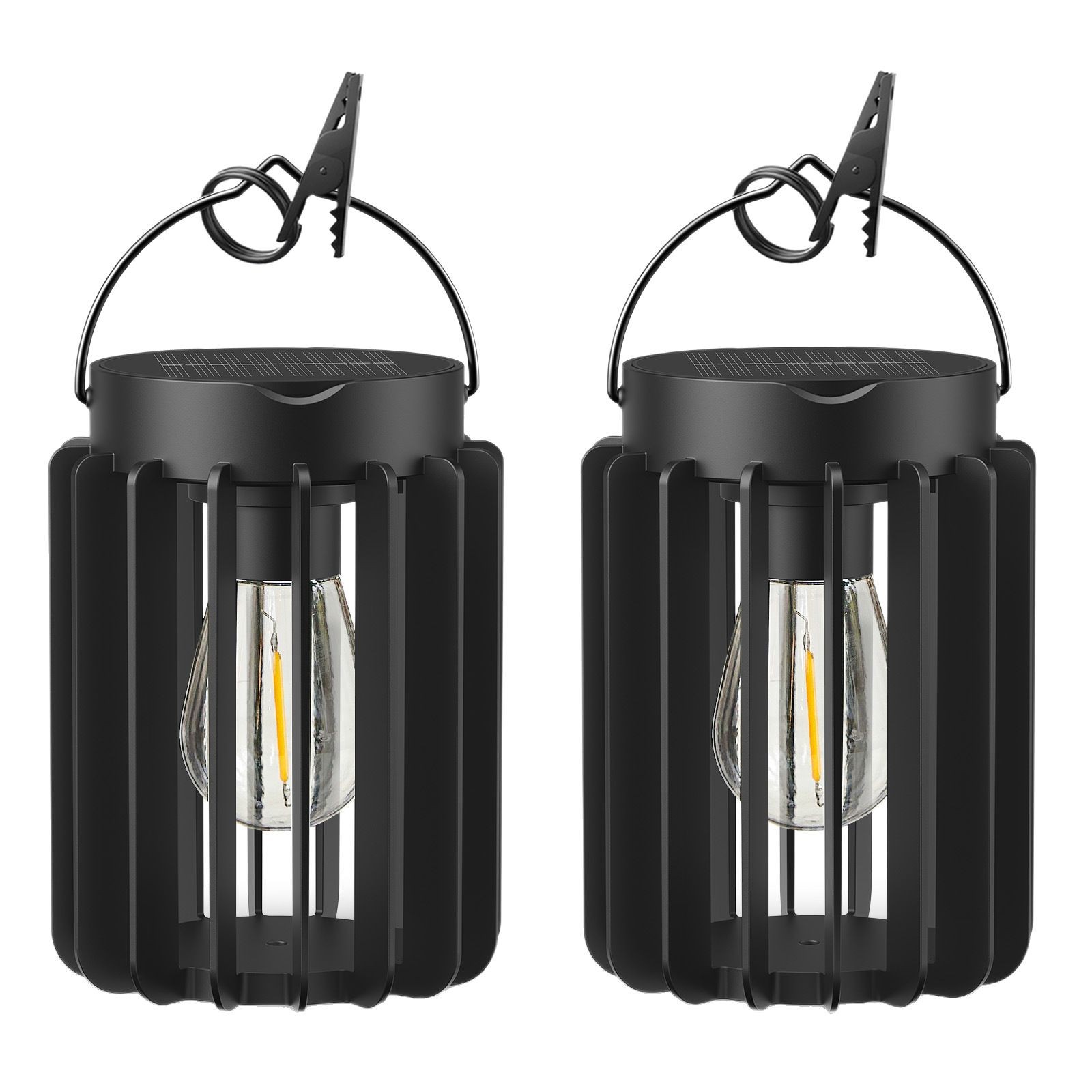 Amazon-exclusive simple solar ironwork basket tungsten filament lamp outdoor courtyard garden villa atmosphere landscape Item Picture