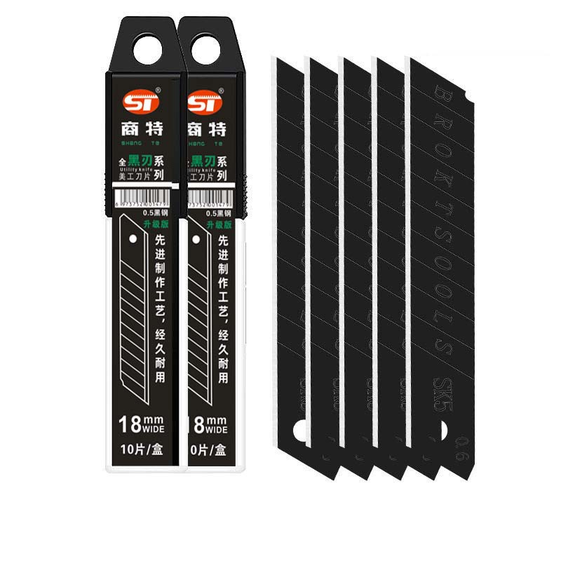 Factory wholesale industrial-grade graphic design blades, 18mm thickened SK5 black edge sharp blades, large wallpaper blades Item Picture