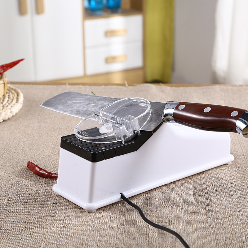 Household electric knife sharpener, portable kitchen whetstone, kitchen knife and scissors, quick whetstone, double-sided small knife sharpener details Picture