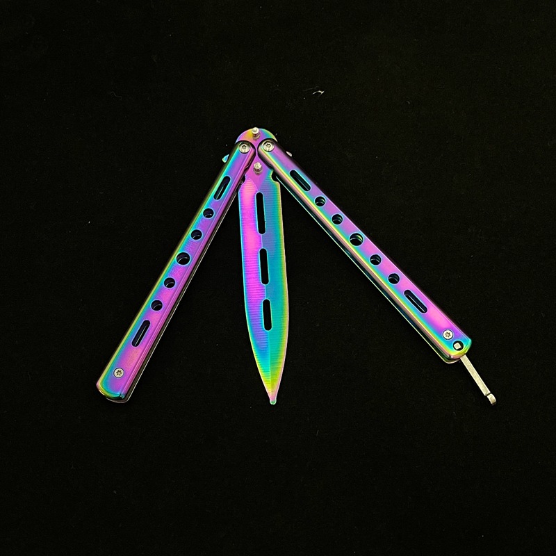 All-steel butterfly swing practice knife, outdoor folding CSGO butterfly training knife, fancy portable practice knife, unedged Specification drawing