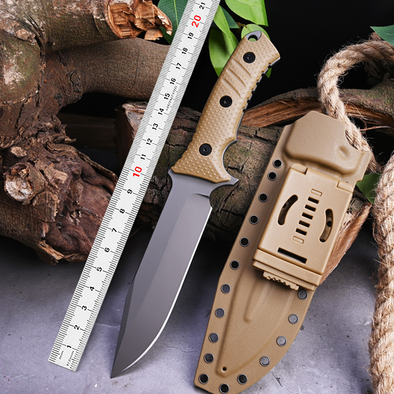 Outdoor survival self-defense tactical knife, portable straight knife, wilderness survival knife, survival knife, one-piece keel, high-hardness straight knife full figure