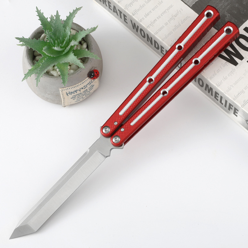 New outdoor butterfly knife siren Yangjiang Tsunami standard aluminum alloy one-piece handle multi-functional toy without sharp edges undefined