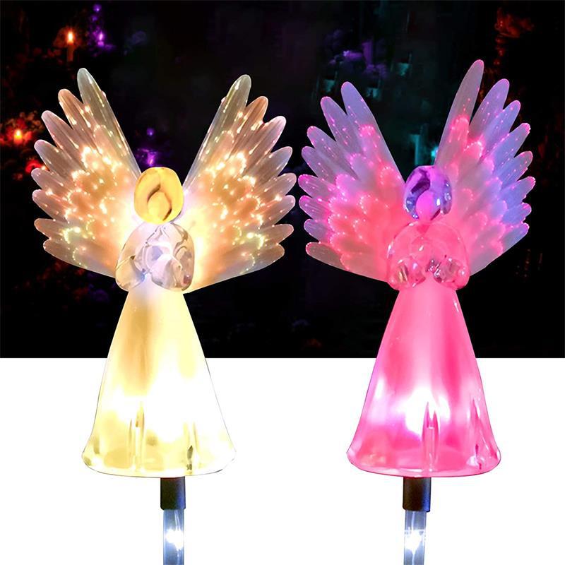 Solar led ground socket lights, fiber optic angel solar lights, lawn lights, lighting fixtures, outdoor landscape lights, cross-border full figure