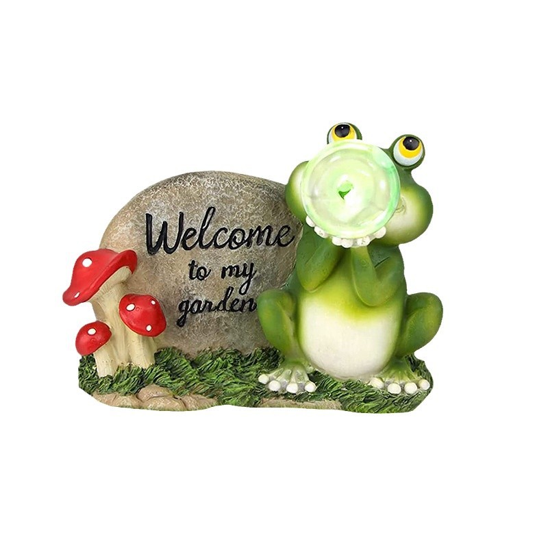 Amazon solar statues, garden frogs, resin statues, handicrafts, ornaments, garden courtyard landscape, decorative lights Item Picture