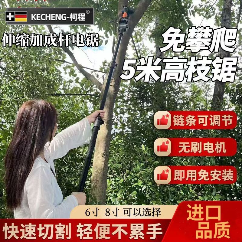 Telescopic pole electric high branch saw, rechargeable electric pruning saw, outdoor garden and orchard logging and pruning high branch scissors details Picture