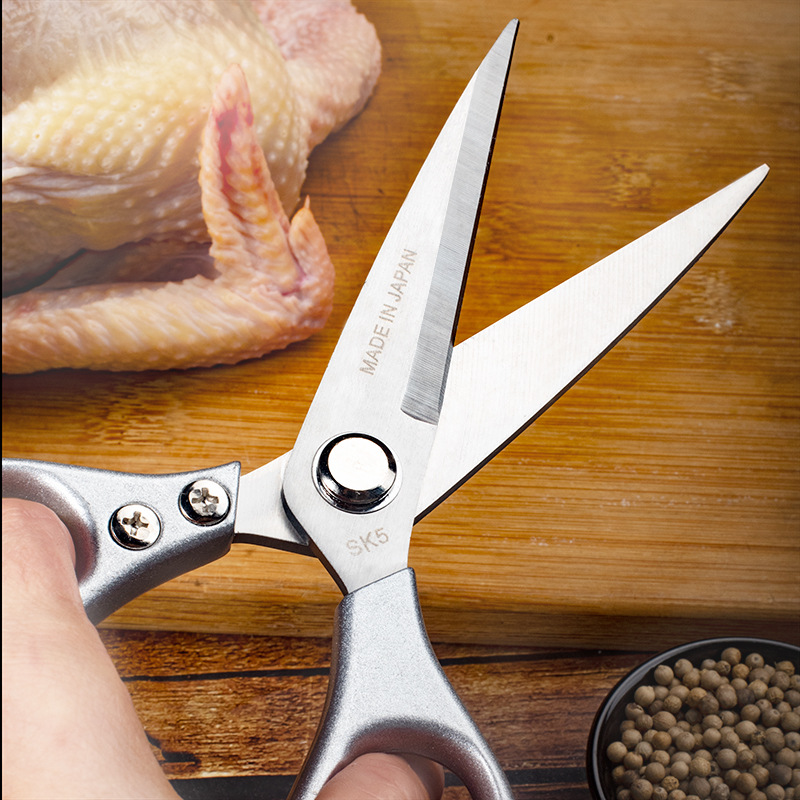 Cross-border wholesale extended SK5 stainless steel household kitchen scissors, powerful special chicken bone scissors, multi-functional scissors Specification drawing