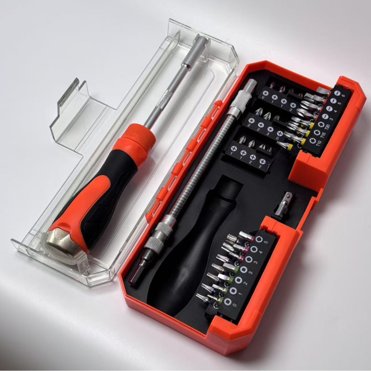 The 43pc ratchet screwdriver set, a multi-purpose mechanical precision and multi-functional product, is a popular cross-border product in foreign trade full figure