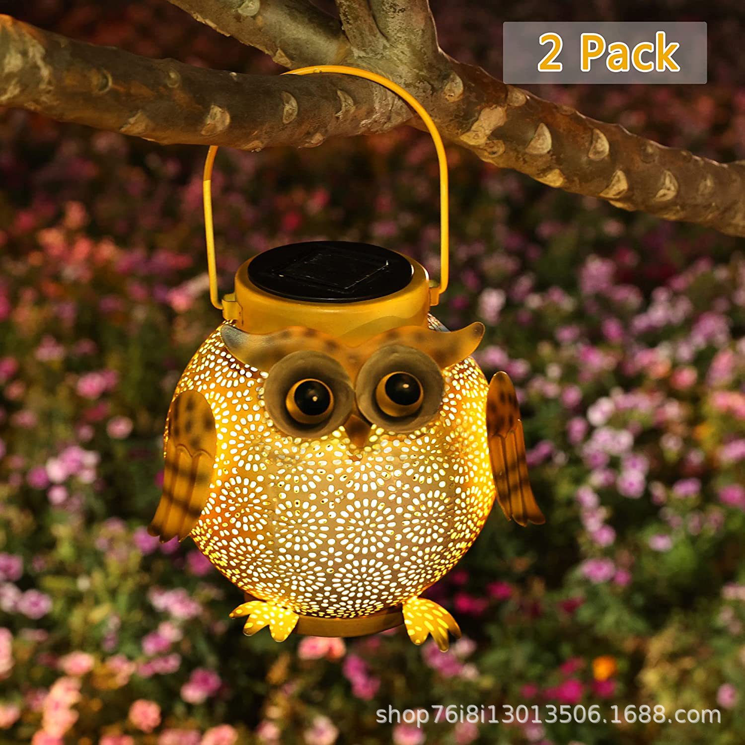 Cross-border e-commerce ironwork solar owl floor lamp, handicrafts, courtyard lawn, outdoor garden decorative lamp details Picture