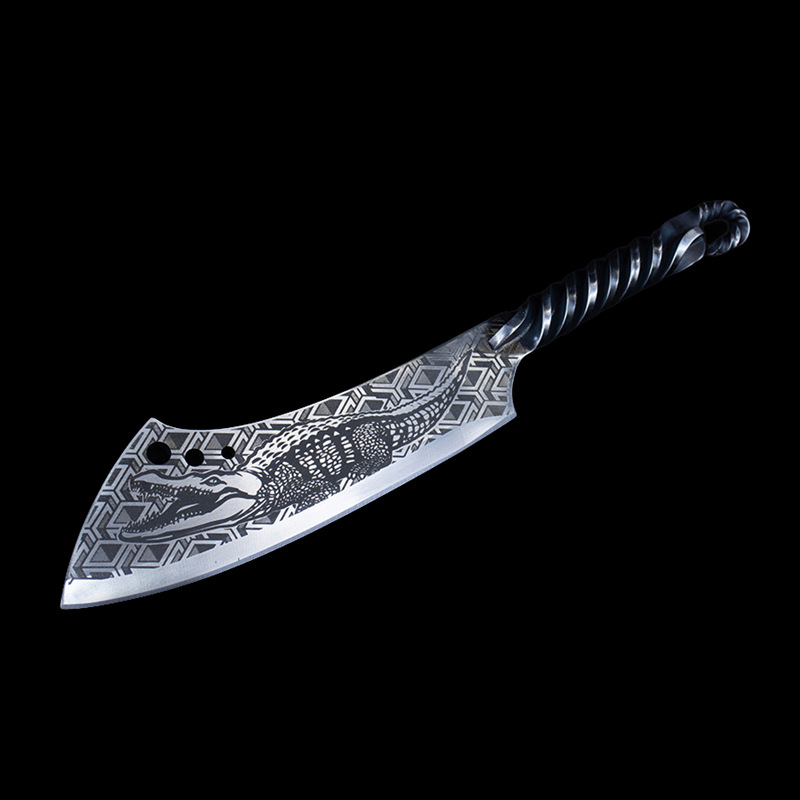 Longquan Xiake Tang kitchen knives, one-piece forged cooking knives, crocodile slicing knives, twisted steel handles, raw fish knives, bone-picking knives details Picture