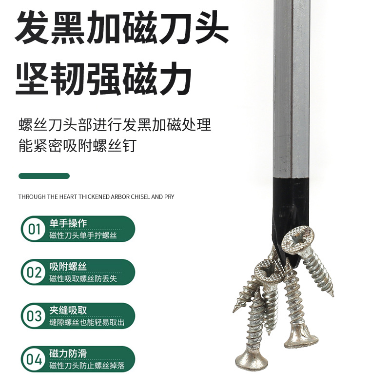 Xindun through-hole screwdriver, flat-head screwdriver, cross screwdriver, can strike flat-head screwdriver set, extended plum blossom Specification drawing