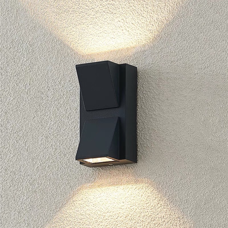 Modern and simple outdoor wall lamps with top and bottom lighting, outdoor double-head courtyard waterproof LED wall lamps details Picture