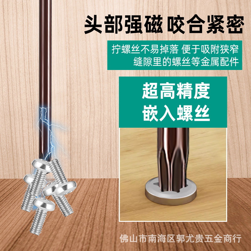 German quality multi-functional S2 steel bronze-colored screwdriver with strong magnetic plum blossom massage handle screwdriver tool set Specification drawing