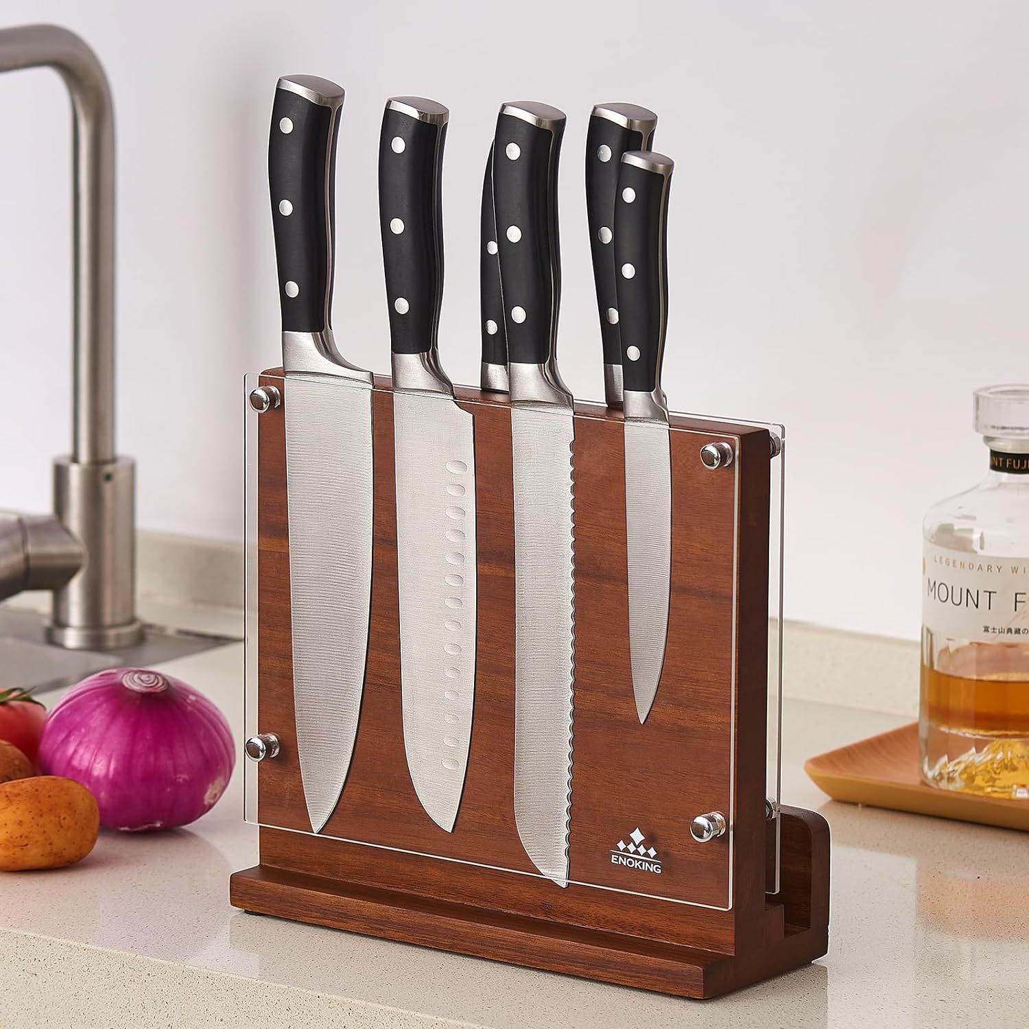 Simple kitchen tabletop knife, magnetic fruit knife storage rack, double-sided magnetic knife rack, magnetic knife seat, household knife rack full figure