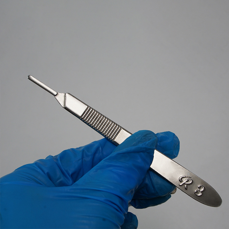 Stainless steel surgical handle, surgical handle No. 3, industrial engraving knife No. 4, veterinary knife handle, laboratory scalpel Specification drawing