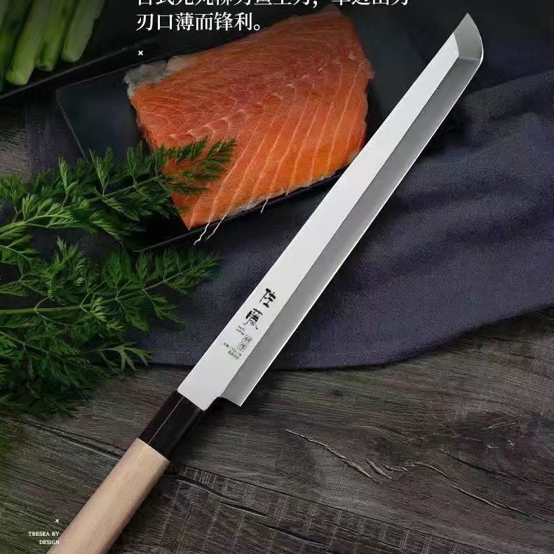 Japanese cuisine: sashimi knife, sushi knife, senmaru knife, willow-cut knife, raw fish knife, salmon knife, fish head knife Application Scenario
