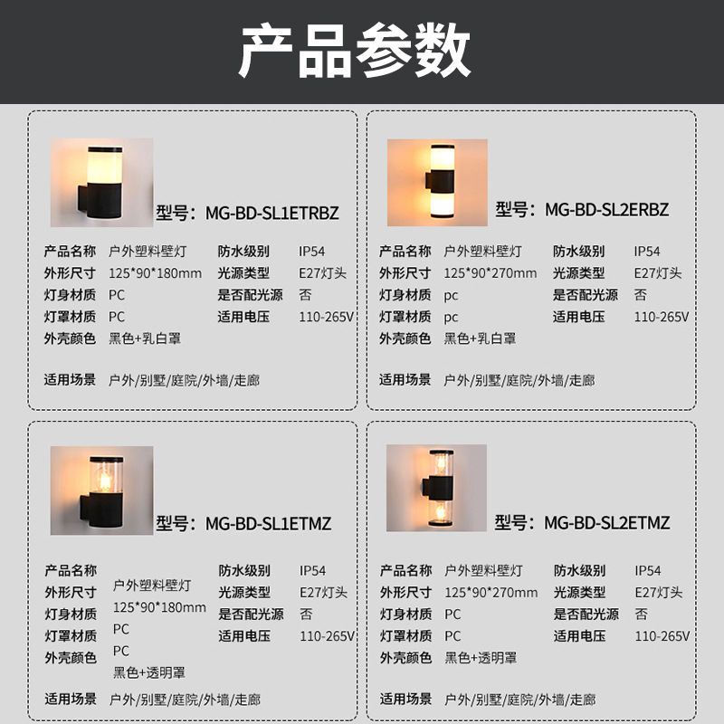 MAO Guang outdoor wall lamps, waterproof courtyard villa lighting lamps, terrace balcony wall lamps, entrance door outdoor wall lamps Specification drawing
