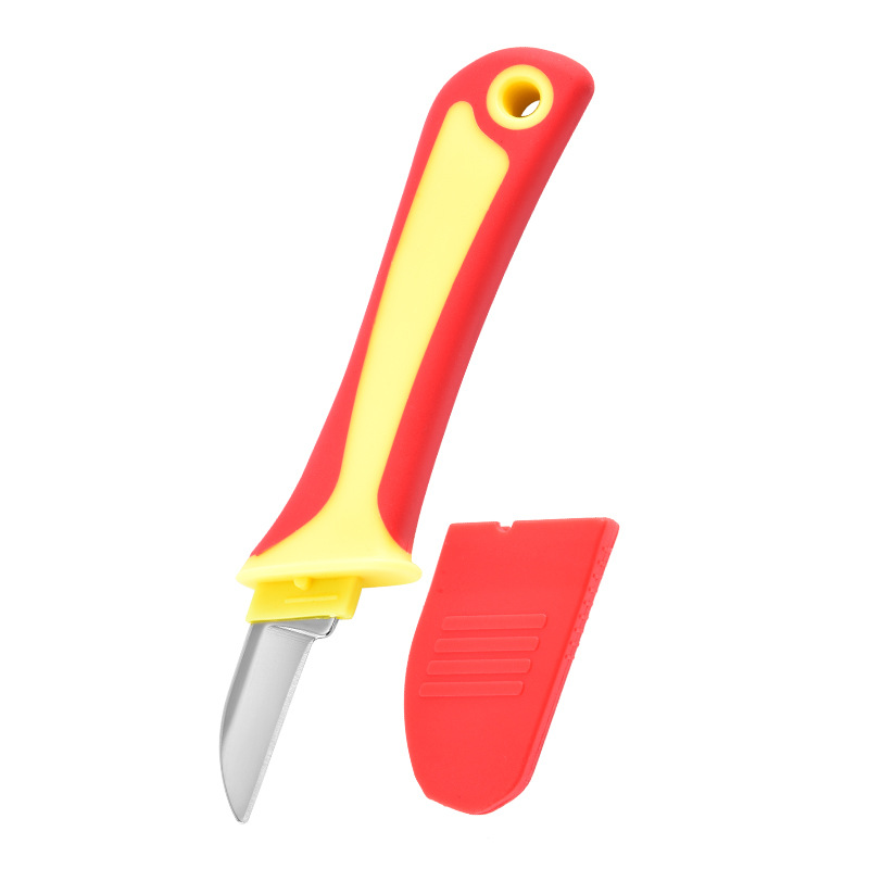 Customized stainless steel straight-edge and bending-edge insulated electrician's knife, insulated wire stripping knife, cable and wire stripping knife manufacturer undefined