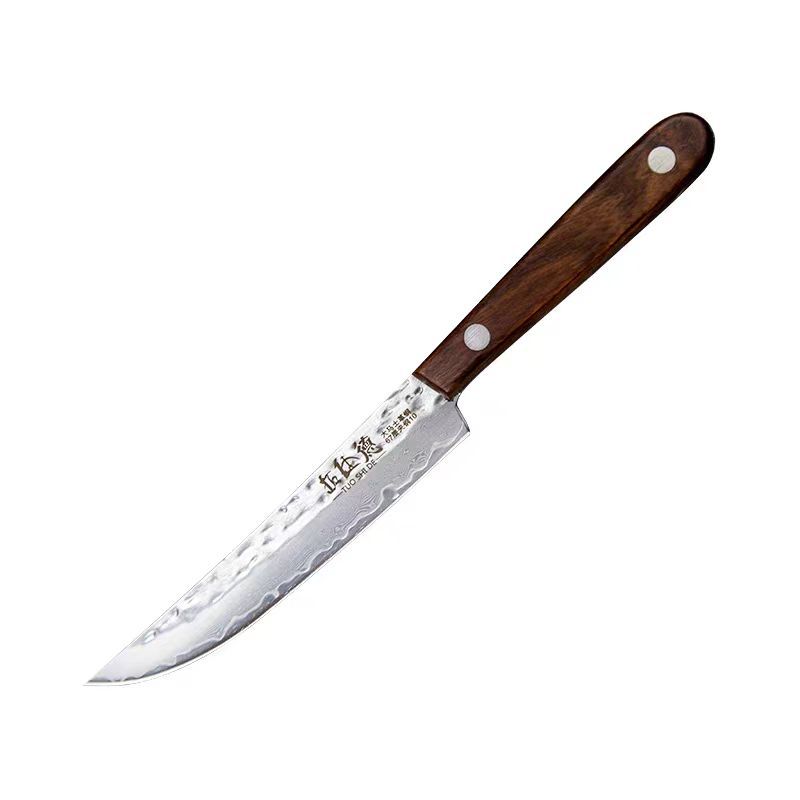 67-layer forged Damascus steel sharp fruit knife, Mongolian hand-held meat boning knife, household meat cutting steak knife Item Picture
