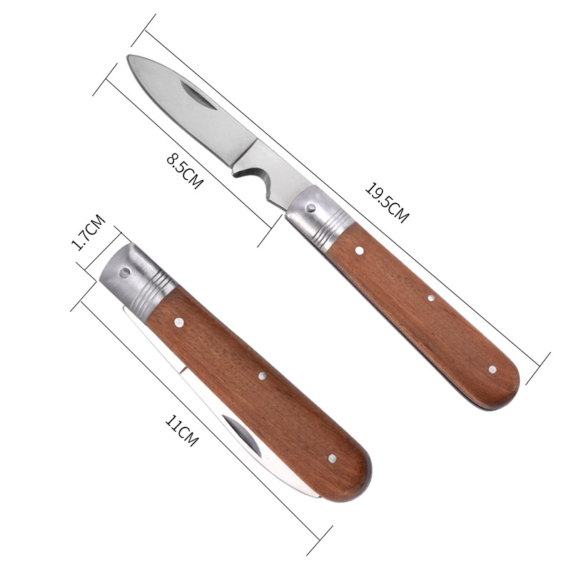 The manufacturer produces outdoor wooden handle explosion-proof folding knives, wire cutting and electrician folding knives in Yangjiang Item Picture
