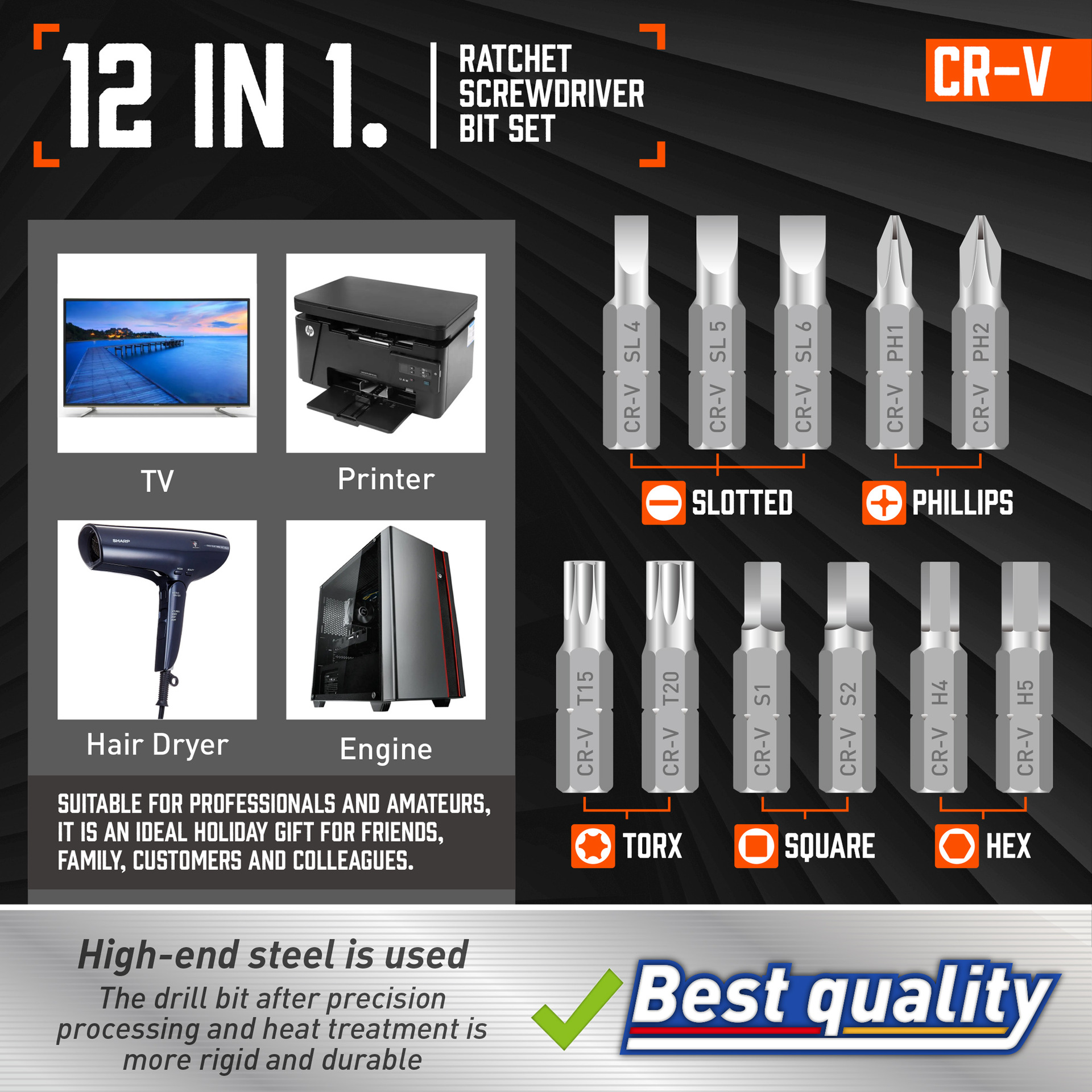 12/1 Multi-position ratchet screwdriver, 60-degree adjustable precision screwdriver, starting from one piece details Picture