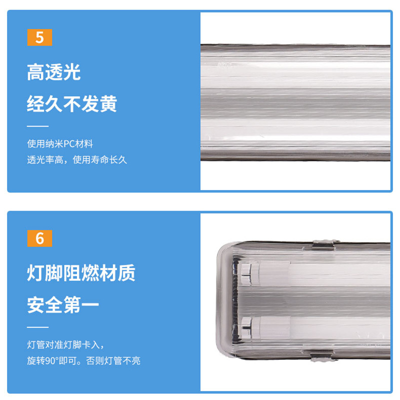 Jinrun Direct Sales LED three-proof lamp T8 double-tube stainless steel three-proof lamp shell Chemical plant anti-corrosion three-proof lamp bracket Application Scenario