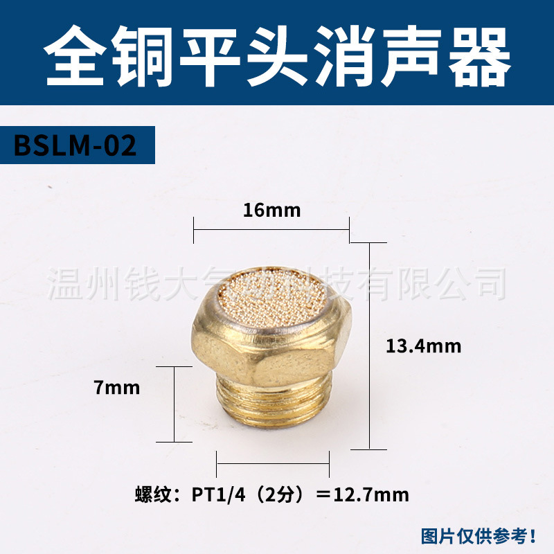 Pneumatic solenoid valve copper muffler flat head/throttling/long head BSL-01/02/03/04/06 plastic muffler undefined