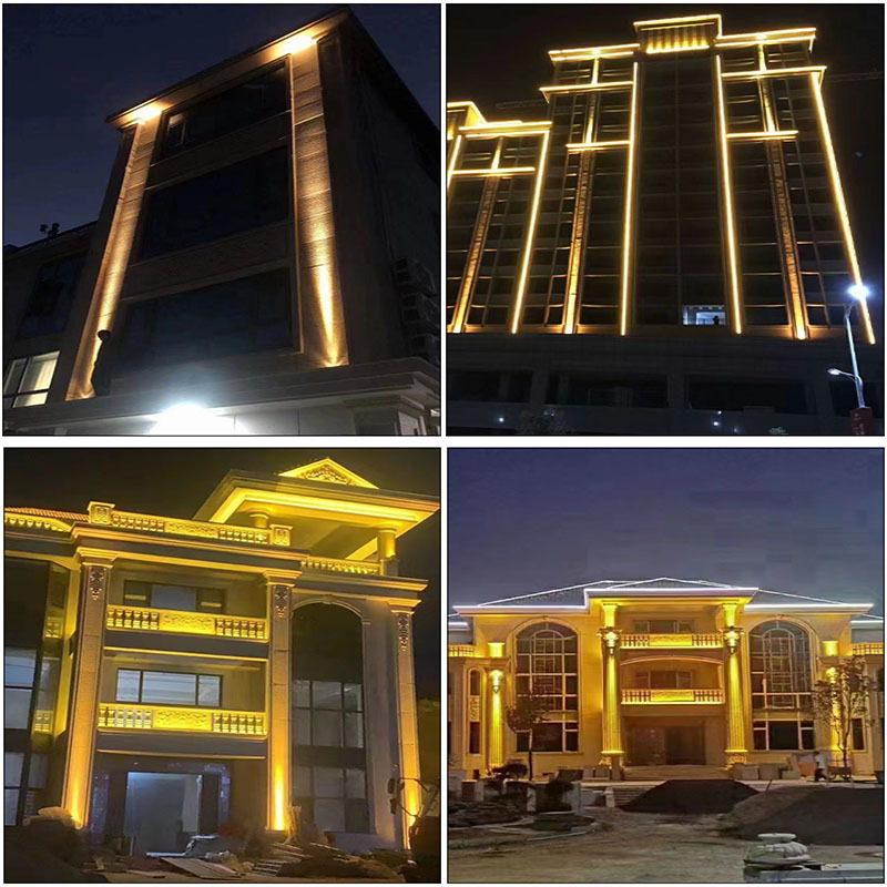Outdoor spotlight, ultra-bright long-range beam, ultra-long-range strong light, courtyard lamp, seven-color light column on the roof, exterior wall Specification drawing