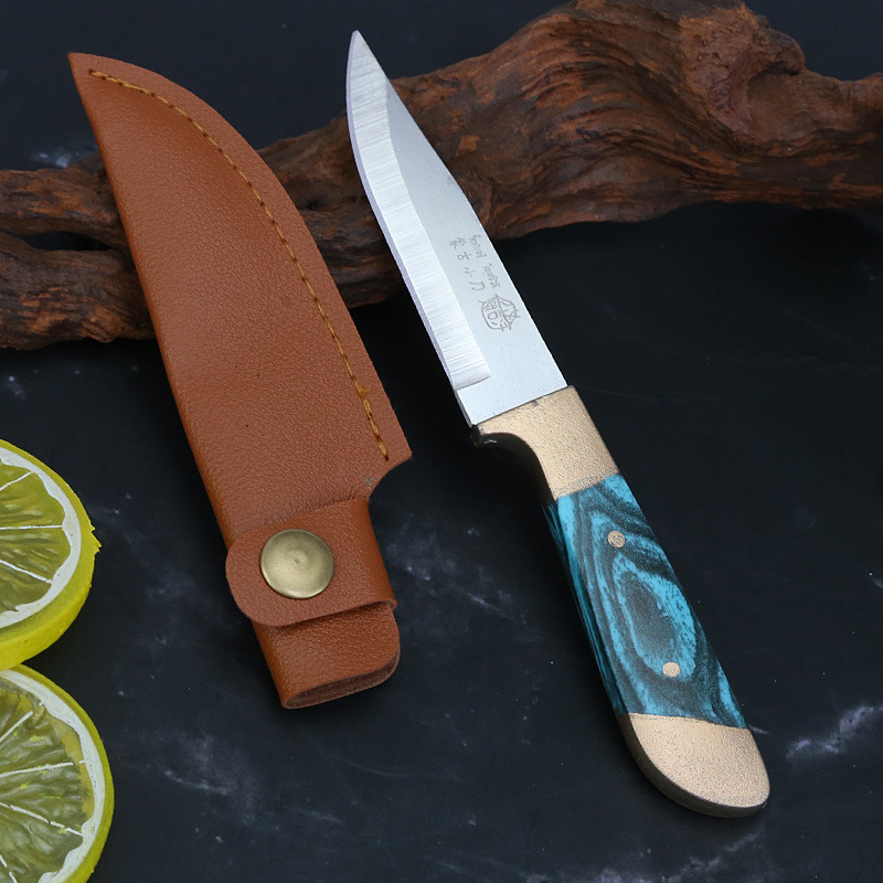 In stock: Imitation brass wooden handle pp hand-held meat knife, Mongolian knife, barbecue meat slicing knife, meat knife, sharp kitchen knife details Picture
