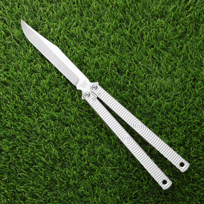 New outdoor butterfly knife siren Yangjiang Tsunami standard aluminum alloy one-piece handle multi-functional toy without sharp edges undefined