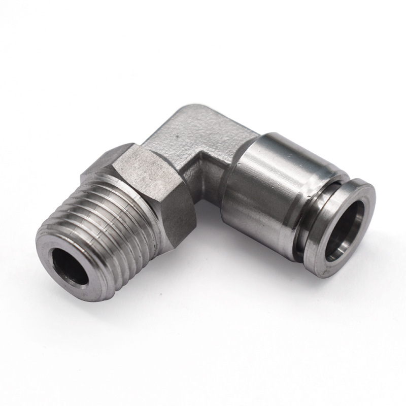 PL360 Rotating right-angle external thread quick connector, 304 stainless steel quick connector, air pipe quick connector, quick connector elbow Item Picture