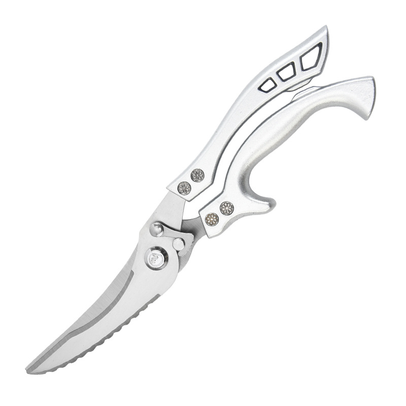 Wholesale powerful chicken bone scissors, stainless steel sharp bone-removing, aluminum handle kitchen scissors, multi-purpose household special food scissors Item Picture