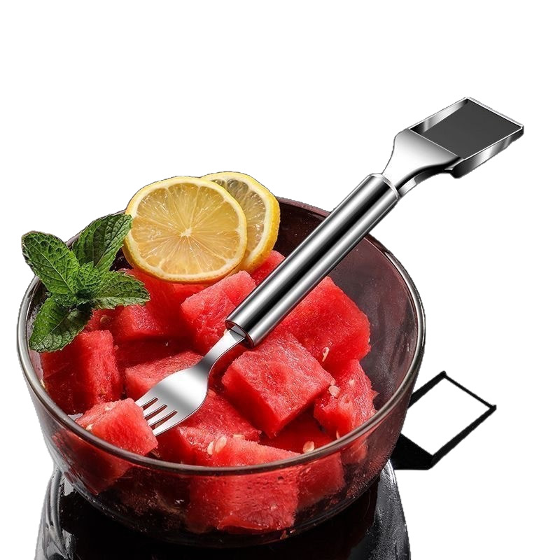 410 stainless steel double-head watermelon slicer, fruit fork, multi-functional cutting tool, cut the flesh into pieces to eat watermelon Item Picture