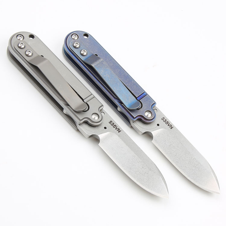 Titanium alloy mini outdoor folding knife, pea high-hardness stone wash s35vn, sharp portable EDC knife for wilderness survival Application Scenario