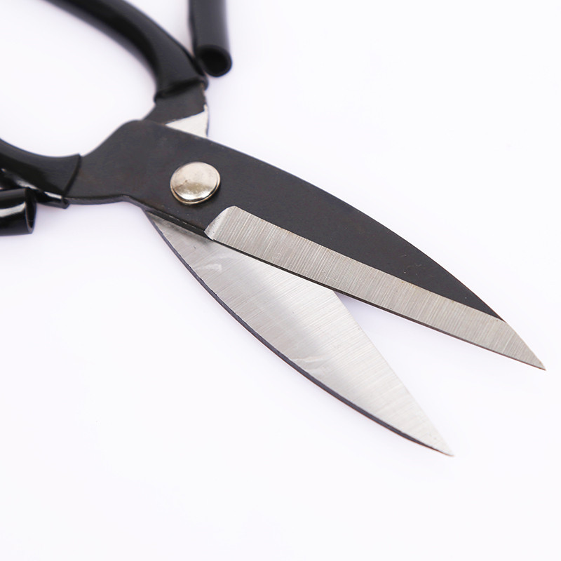 Factory direct supply of fish head scissors, large head scissors, household black leather scissors, No. 1 scissors, leather scissors details Picture