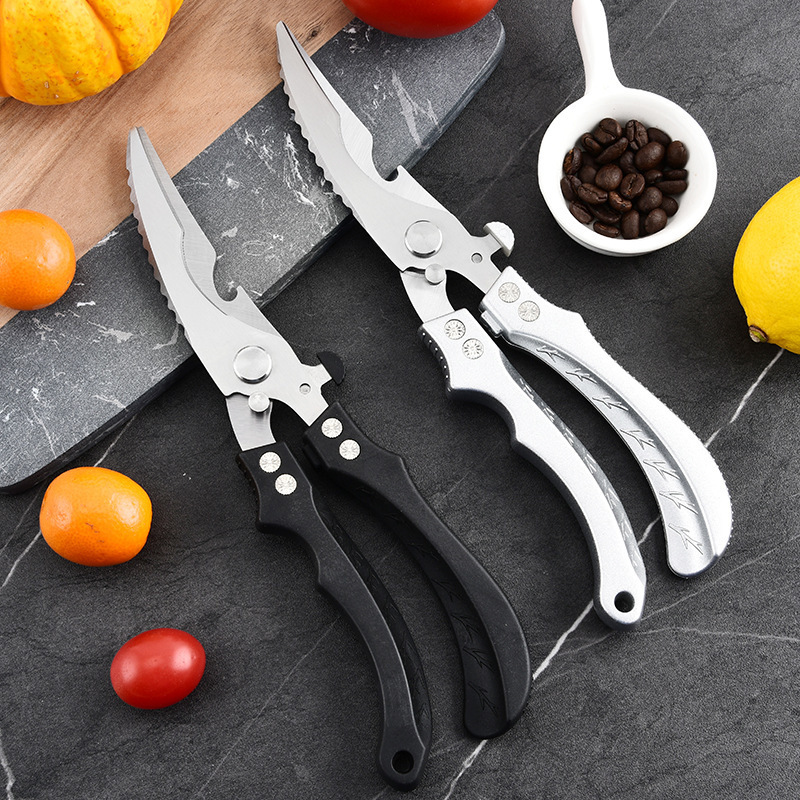 In-stock kitchen scissors, powerful chicken bone scissors, food chicken bone scissors, multi-functional household fish bone scissors, suitable for killing fish and grilling meat details Picture