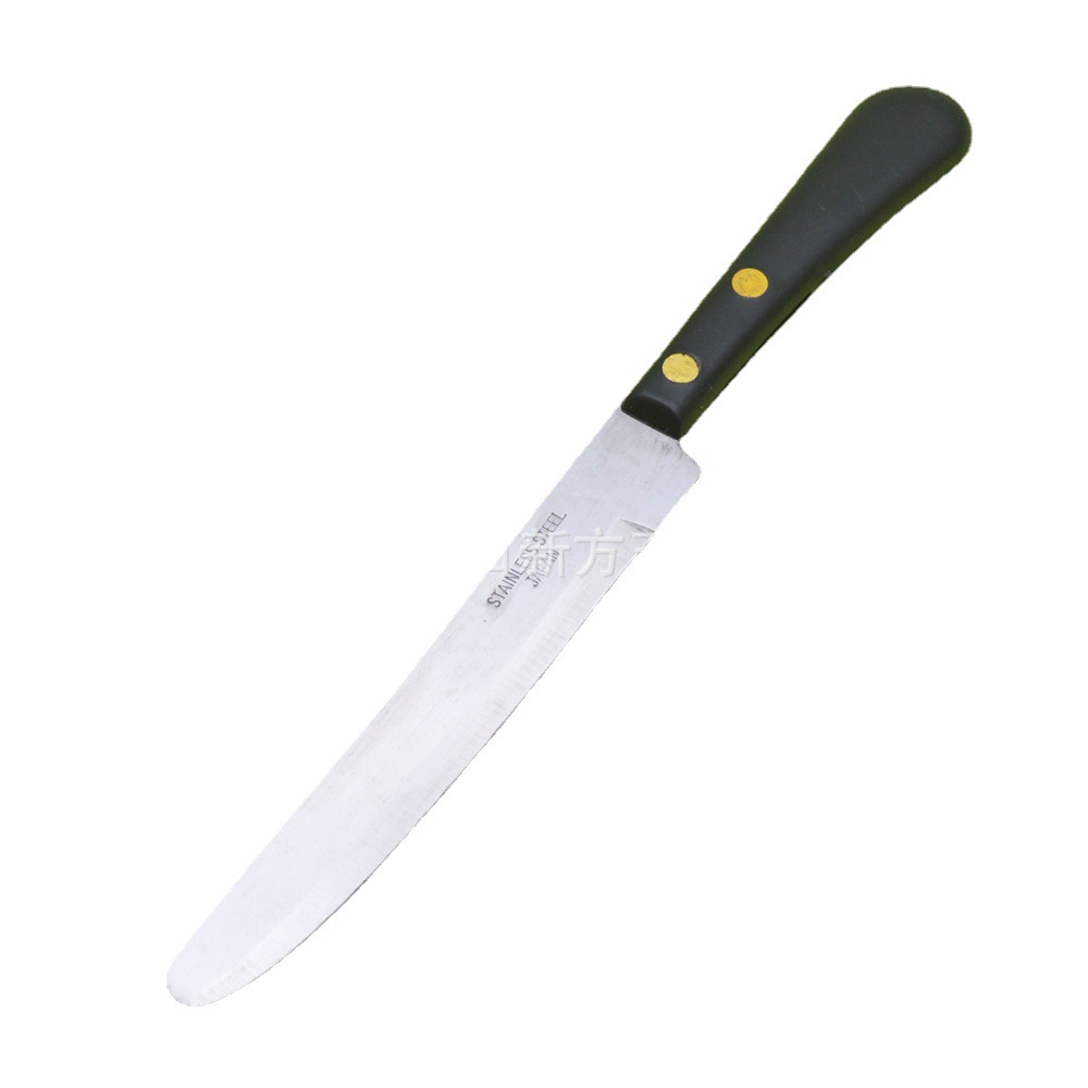 Wooden-handled steak knife with serrated blade, toothless stainless steel fruit knife, long-lasting sharp, in stock small knives for household use Item Picture