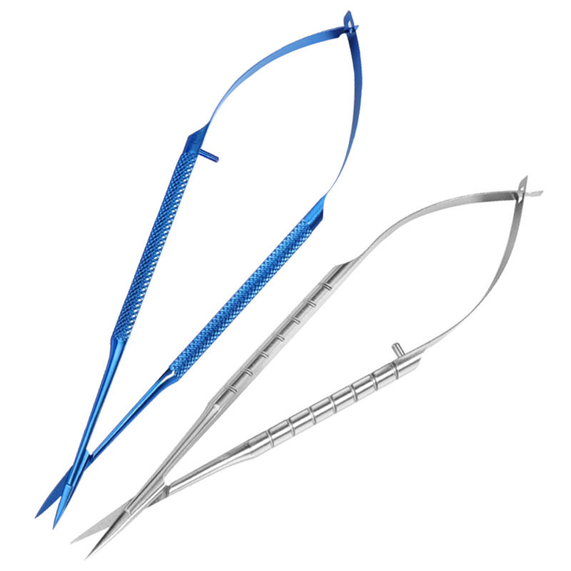 Ophthalmic scissors, microscopic instruments, corneal shears, double eyelid surgery scissors, straight and curved tip tissue shears, suture removal, and eye corner incision Item Picture