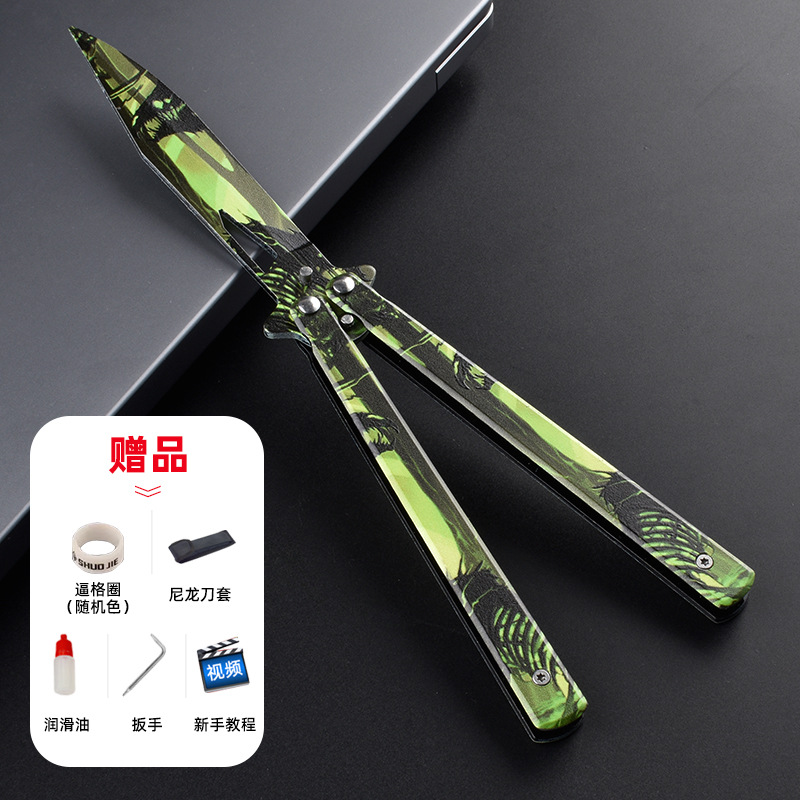 All-steel professional folding butterfly knife, uncut butterfly practice toy knife, safety CSGO peripheral, fancy swing hand knife undefined