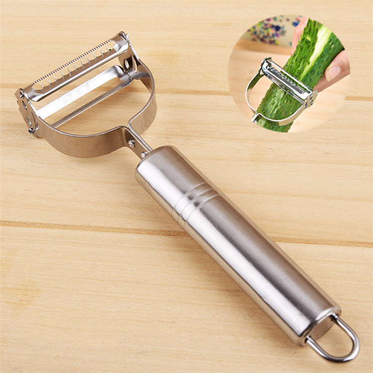 Stainless steel smiling face peeler, multi-functional fruit peeler, vegetable, fruit and melon grater, kitchen small tool, double-head grater details Picture