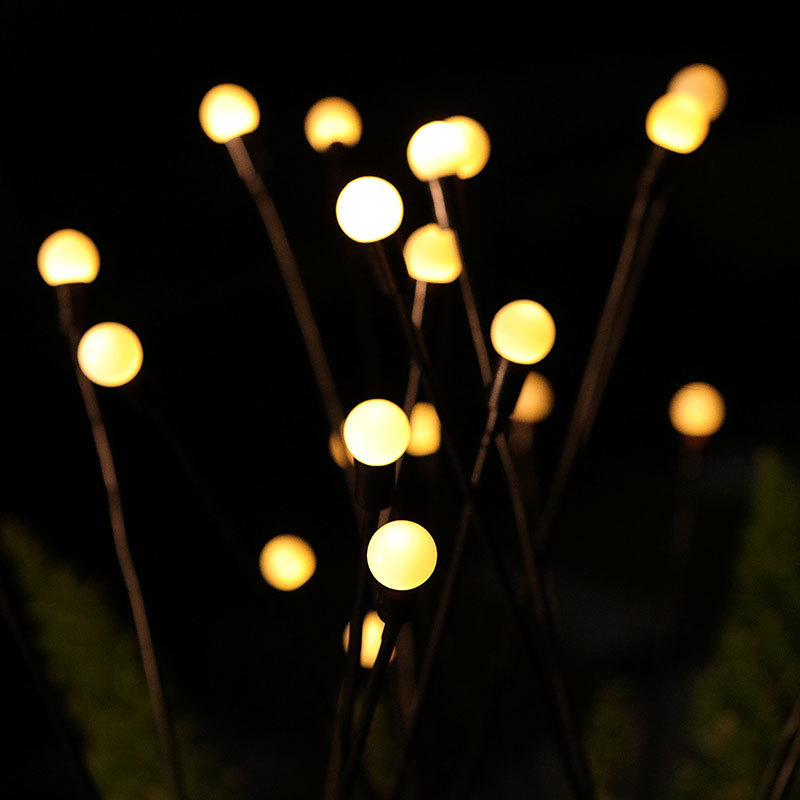 Cross-border Amazon solar firefly lamp, garden lamp, outdoor garden decoration, wind-moving firefly ground plug, lawn Specification drawing