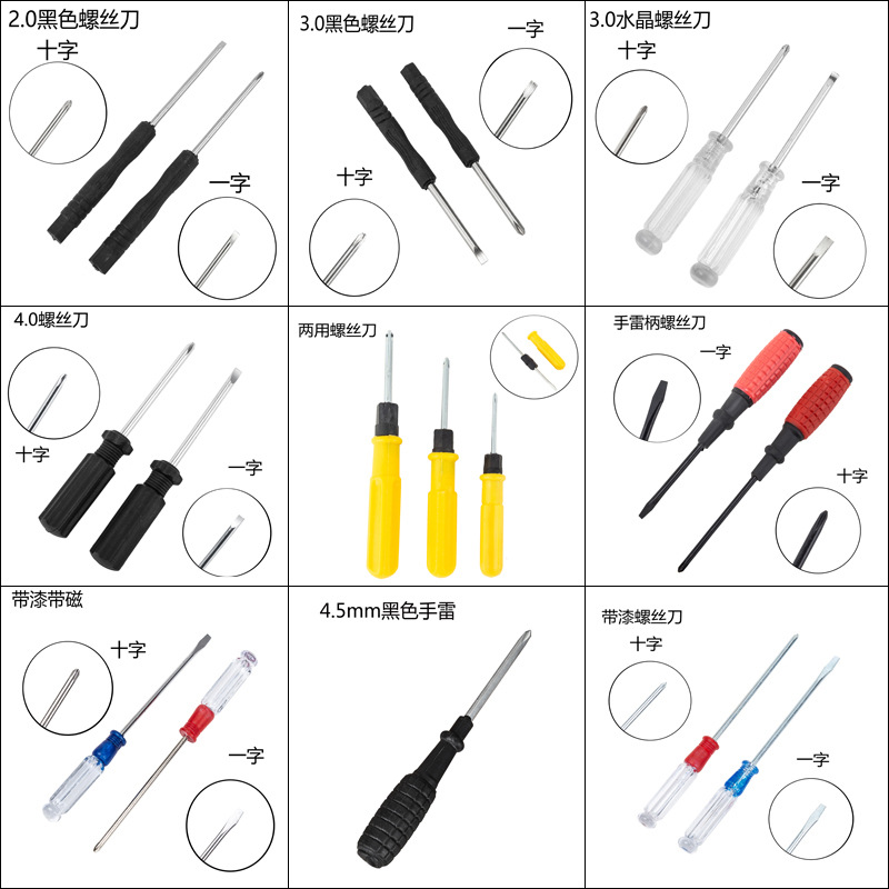 Cross-head screwdriver, crystal clear handle, small screwdriver, 2-inch screwdriver, dual-purpose screwdriver 2.0 3.0 4.0 full figure