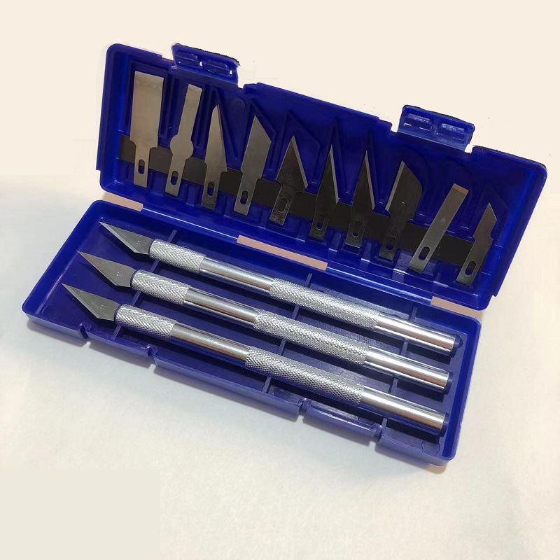 13-piece engraving knife set, handmade pen knife set, DIY paper-cutting and engraving, aluminum alloy knife handle Specification drawing