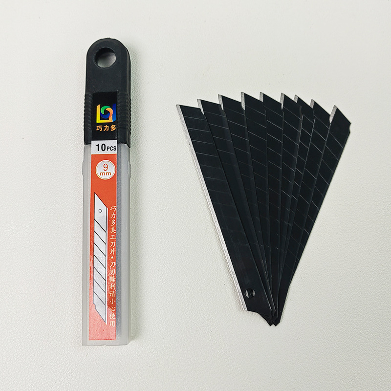 Small all-black blade 9mm, artistic blade 30 degrees and 60 degrees, professional industrial wall fabric, wallpaper and film application small blade Specification drawing