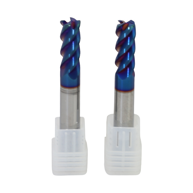 65-degree steel milling cutter, blue coating tungsten steel carbide round nose milling cutter, 65° 4-edge R-edge round nose end milling cutter Item Picture