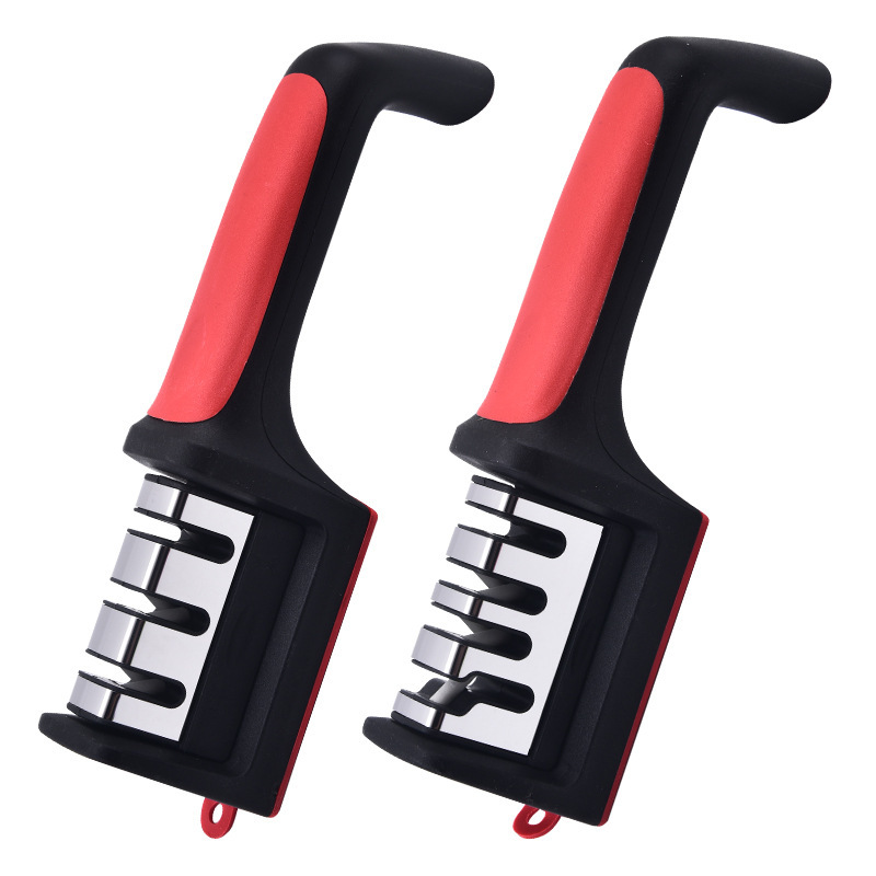 A household knife sharpener with three or four segments, a quick handheld knife sharpener, a small kitchen tool, and a multi-functional diamond knife sharpener Item Picture