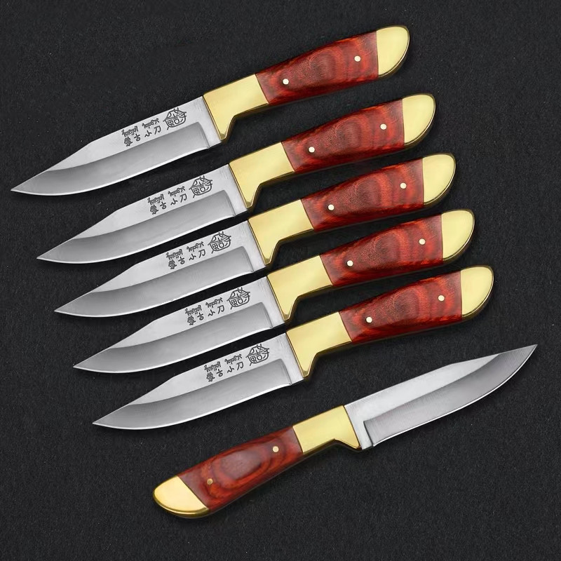 Hand-held meat knife, exquisite small knife, Western cuisine knife, wooden handle, hand-held mutton knife, multi-functional household fruit knife, outdoor knife full figure