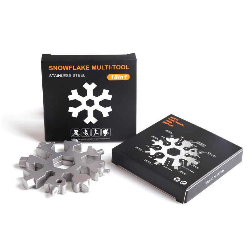 18-in-one multi-functional snowflake tool card, thickened all-steel snowflake wrench for daily household use, mini screwdriver full figure