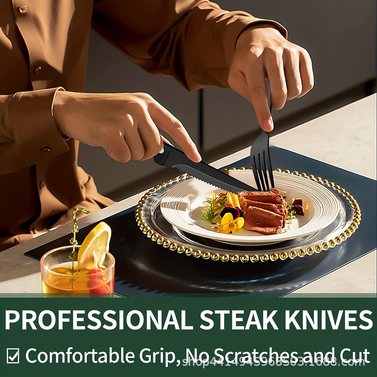 Factory wholesale stainless steel steak knives, table pizza knives, multi-purpose serrated bread knives, barbecue and camping steak knives Specification drawing