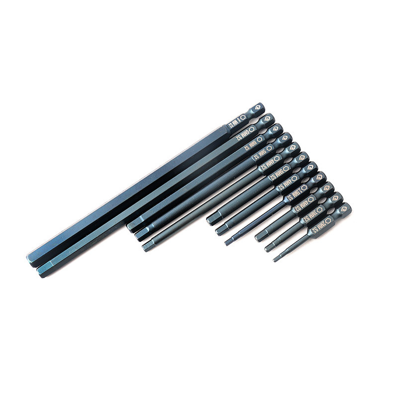 Manufacturer's supply of 100mm S2 alloy steel hexagon socket air screwdriver bits, extended electric screwdriver bits for hand drills Item Picture